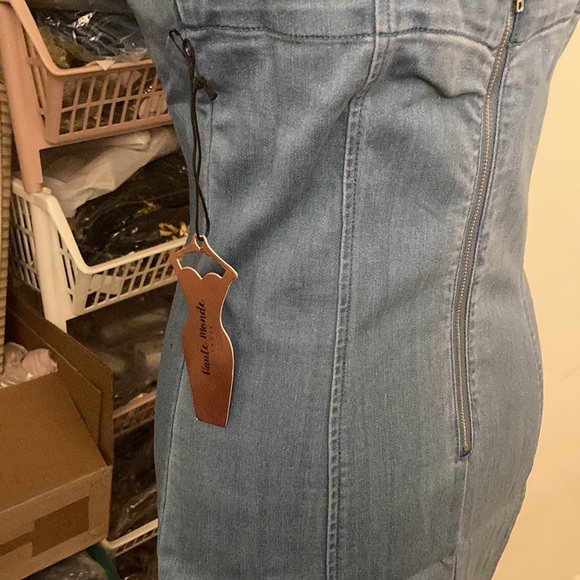 Denim Buckled Mini Dress - Picture 5 of 6